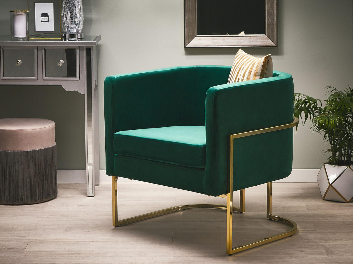 SESSEL Samtstoff Grün Sirkka - Grün, Textil/Metall (72/71/70cm) - Beliani