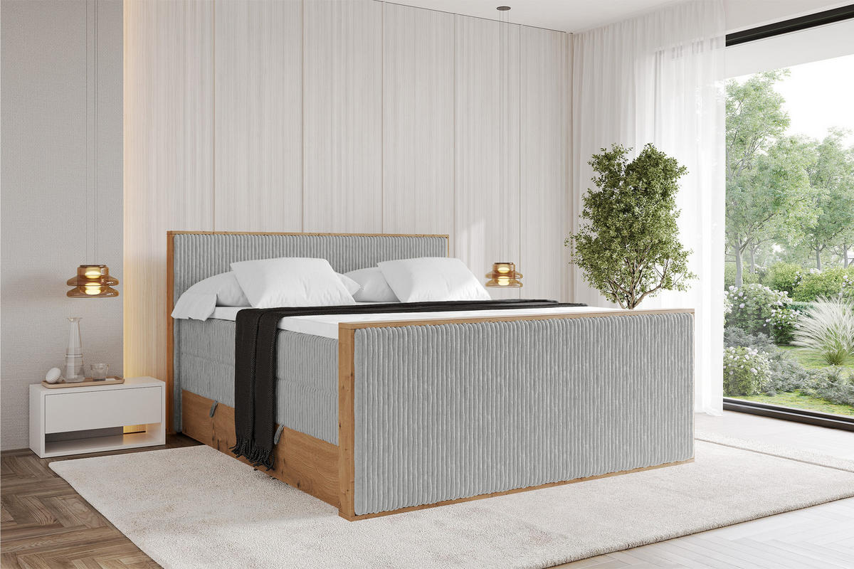 BOXSPRINGBETT LOLLI9 -Z-KING 180x200 - H3/H4 Grau - Grau, Holzwerkstoff (180/200cm) - ALTDECOR