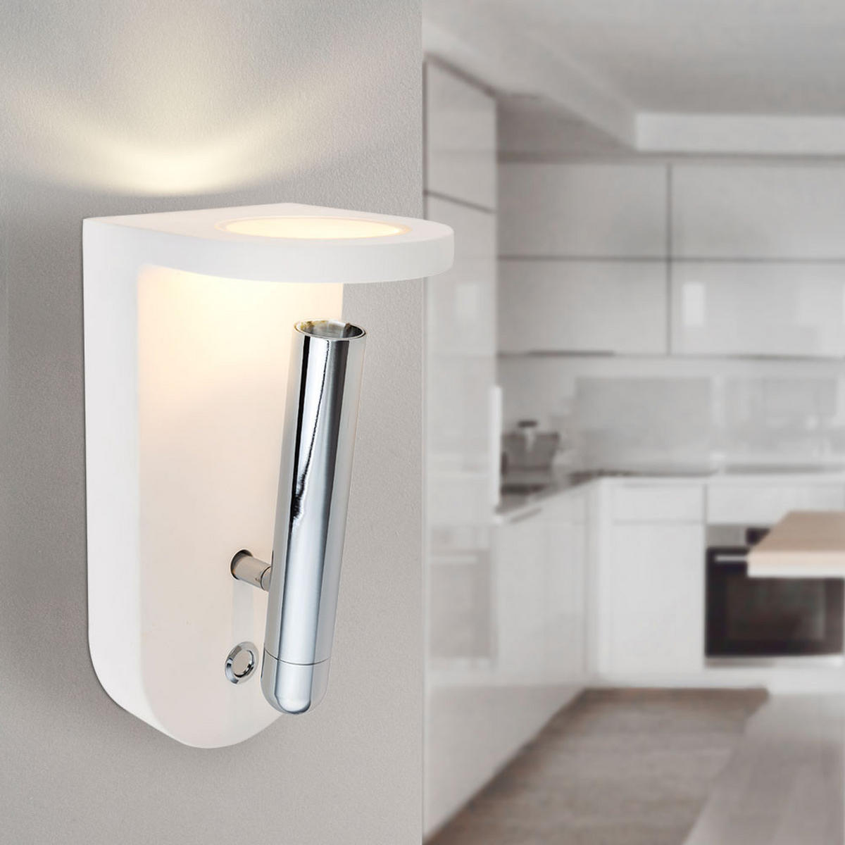LED WANDLEUCHTE Christine Weiß - Weiß, Metall (10.5/22/12cm) - Globo Lighting