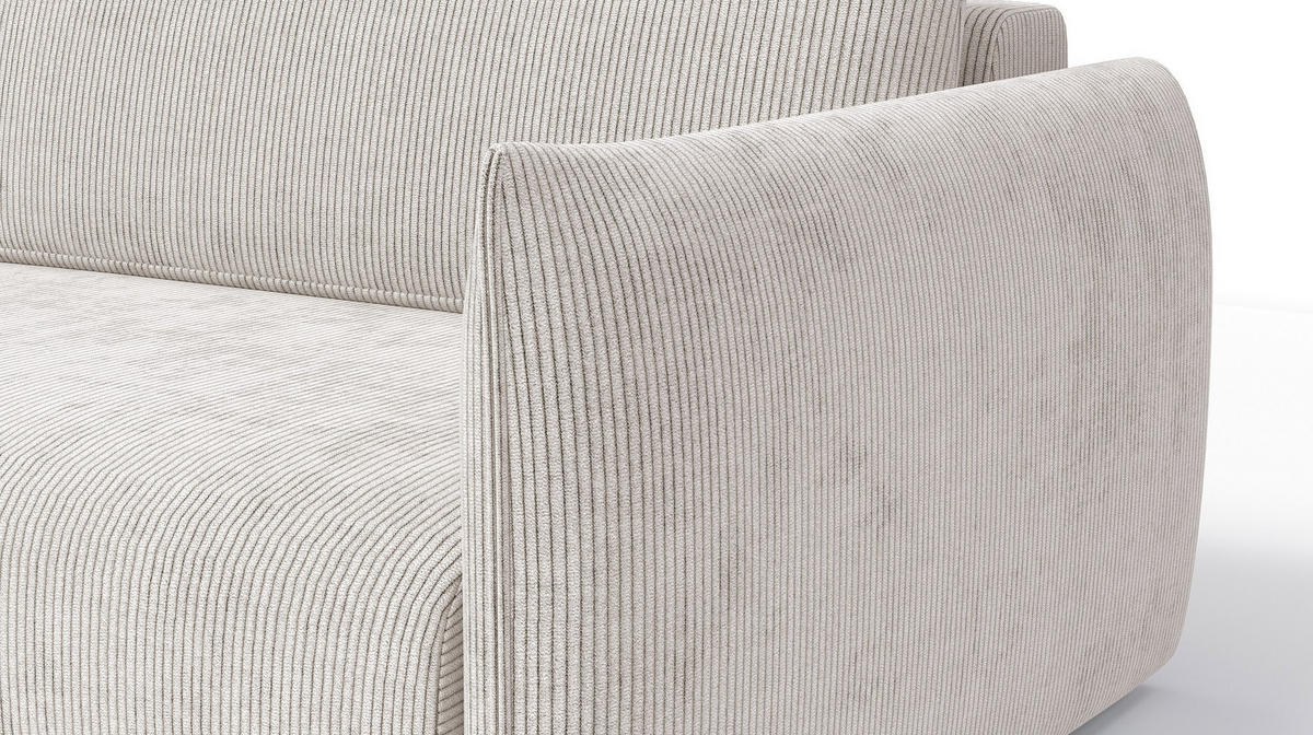 ECKSOFA TAUER 3-Sitzer rechts, perlweiß - Schwarz/Weiß, Holz/Textil (248/173cm) - Courtois Laville