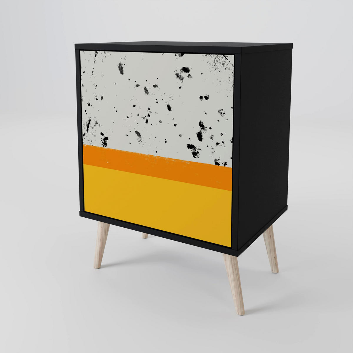 SIDEBOARD DYED BY ORANGE, Schwarz, 57,5x42x75,5 cm, Goldfarbene Metallfüße - Goldfarben/Multicolor, Holzwerkstoff/Metall (57.5/75.5/42cm) - SpaceRebels