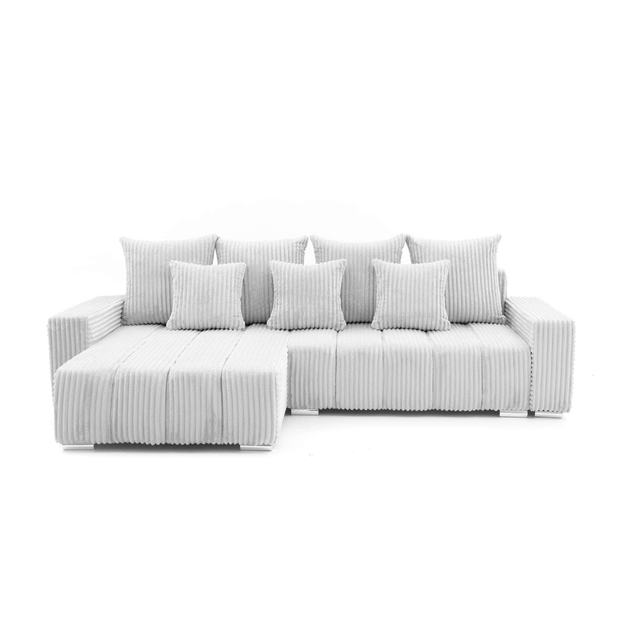 ECKSOFA PIANO L Links mit Schlaffunktion 137x234 Cord Hellgrau - Silberfarben/Hellgrau, Holz/Textil (278/178cm) - Muffo