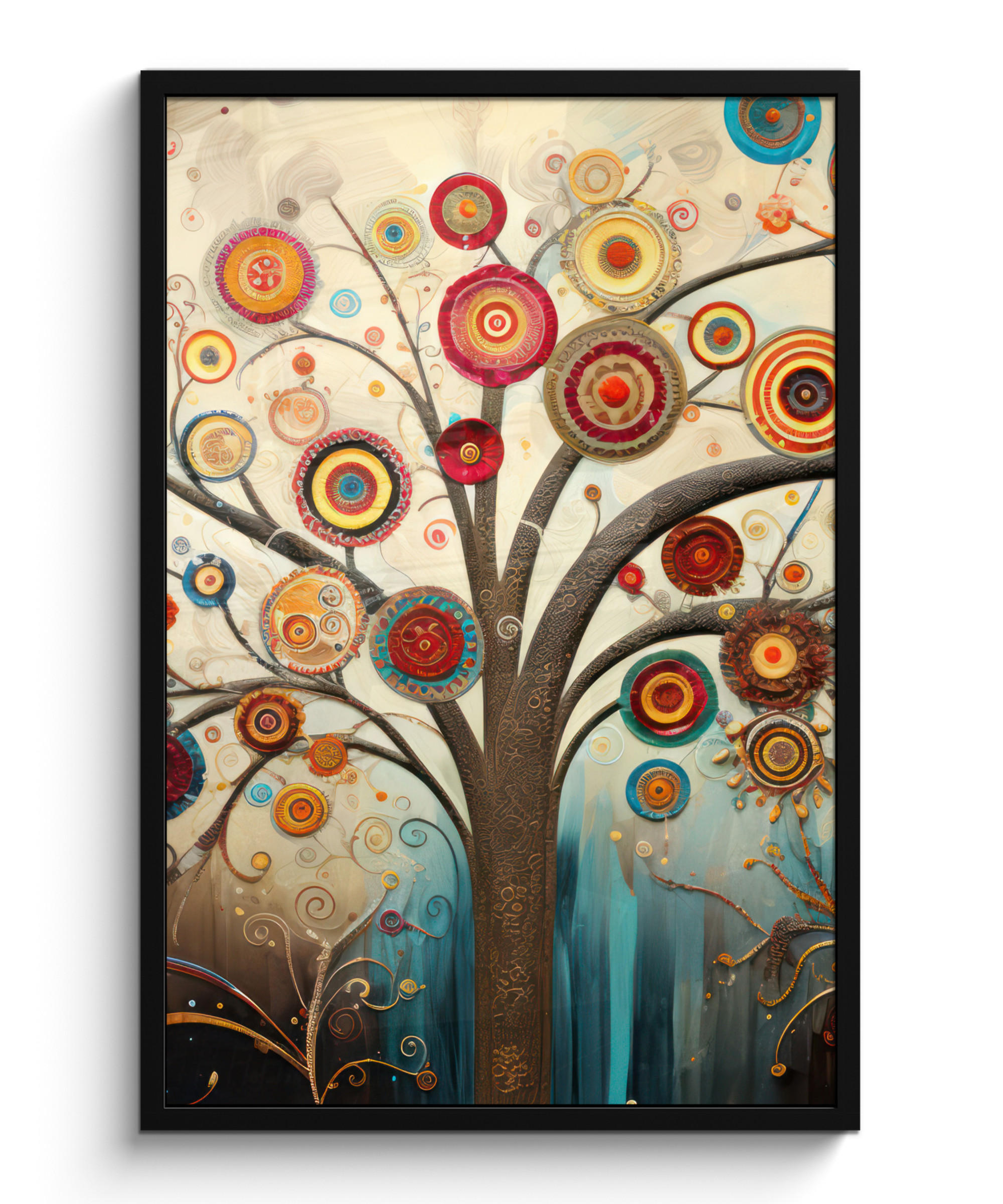 POSTER MIT RAHMENGERAHMTES BILD - Baum - Baum des Lebens - Farbe - 60x90 cm - Braun, Papier (60/90cm) - MuchoWow