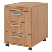 ROLLCONTAINER - 3 Materialschubladen 58/42,8/59 cm in Nussbaumfarben Chromgriff (Metall) - Nussbaumfarben, Holzwerkstoff (42.8/59/58cm) - bümö