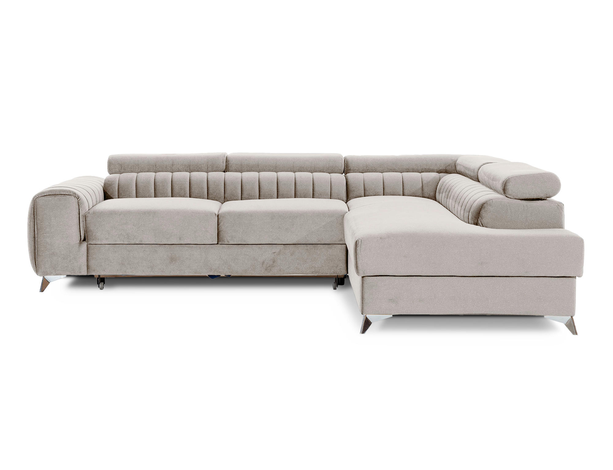 ECKSOFA Laurence mit Schlaffunktion & Bettkasten – 278 x 205 cm, verstellbare Kopfstützen - Beige, Kunststoff (278/205cm) - Wohnideebilder