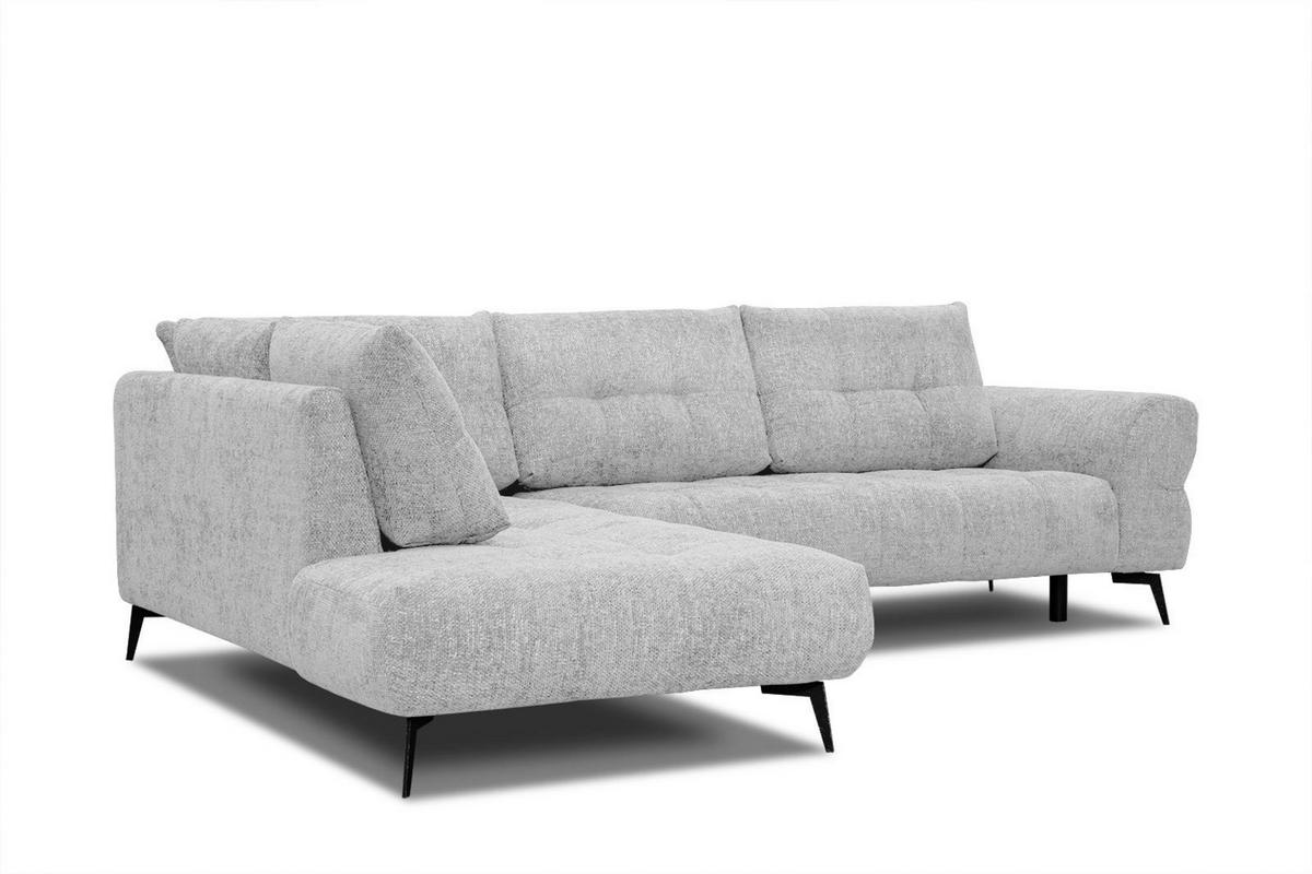 ECKSOFA SALVINI 5-Sitzer, hellgrau - Hellgrau/Schwarz, Holzwerkstoff/Textil (158/292cm) - Courtois Laville