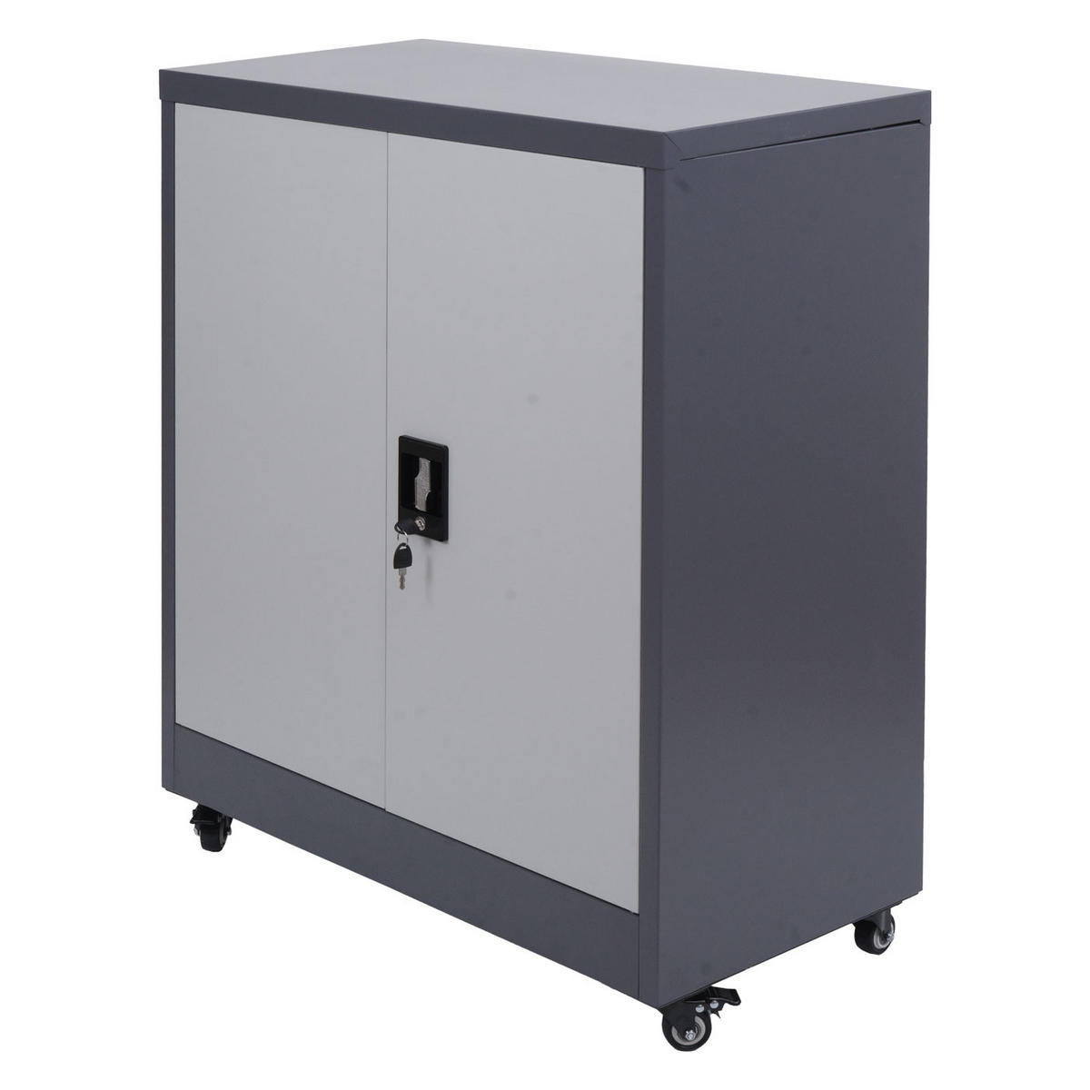 AKTENSCHRANK rollbar HxBxT 98x80x40cm 2 Türen abschließbar Stahl Dunkelgrau-Hellgrau - Dunkelgrau, Metall (80/98/40cm) - PROREGAL