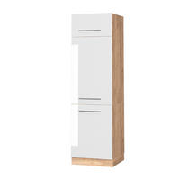 KÜCHENSCHRANK Fame-Line Weiß Hochglanz 60 cm - Honigeiche/Weiß Hochglanz, Holzwerkstoff (60/206.8/58.1cm) - Vicco