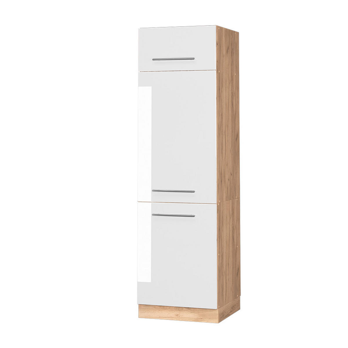 KÜCHENSCHRANK Fame-Line Weiß Hochglanz 60 cm - Honigeiche/Weiß Hochglanz, Holzwerkstoff (60/206.8/58.1cm) - Vicco