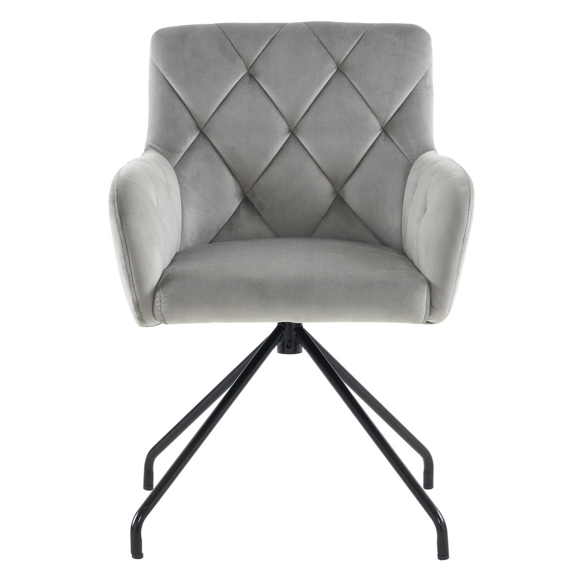 STUHL 2er-Set gepolstert mit Armlehnen Samt Light Grey - Hellgrau, Metall (49/85/49cm) - Meubliv