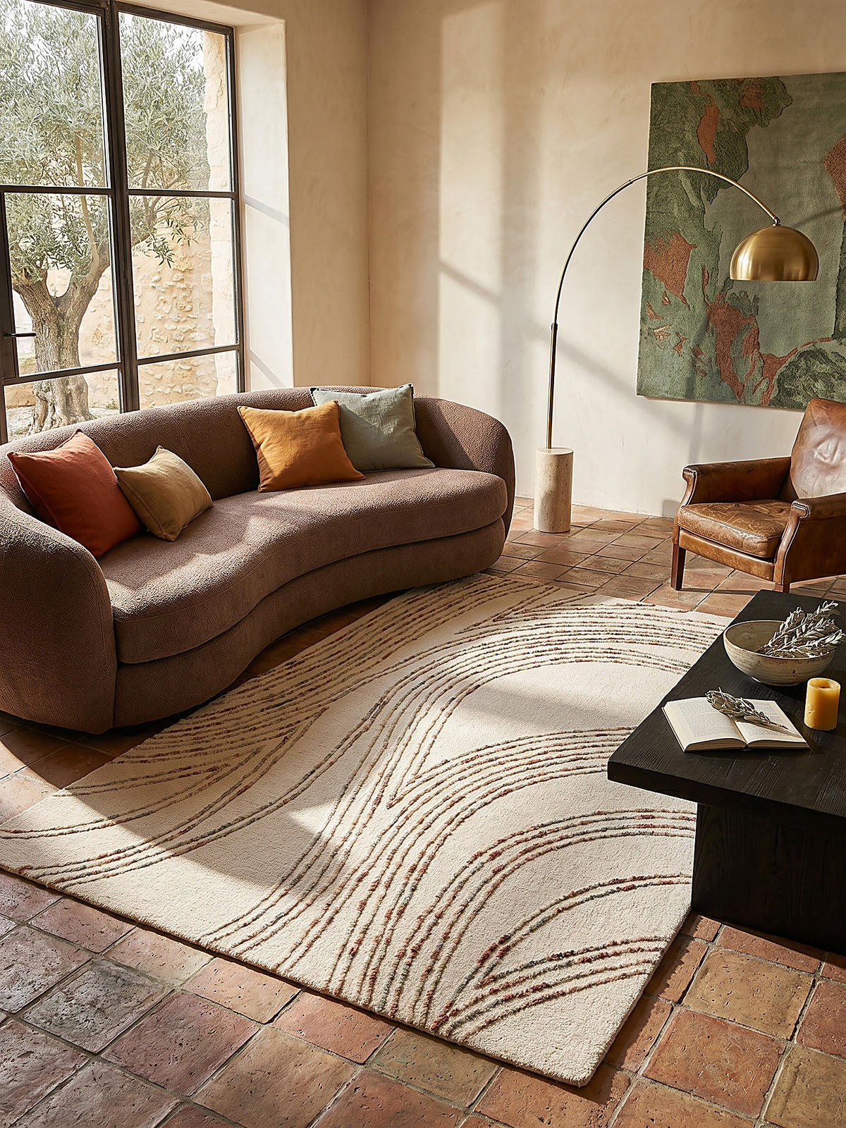 WOLLTEPPICH HUMBER, abstrakt, Natur-Orange, 80 x 150 cm - Naturfarben/Orange, Textil (150/80cm) - KADIMA DESIGN