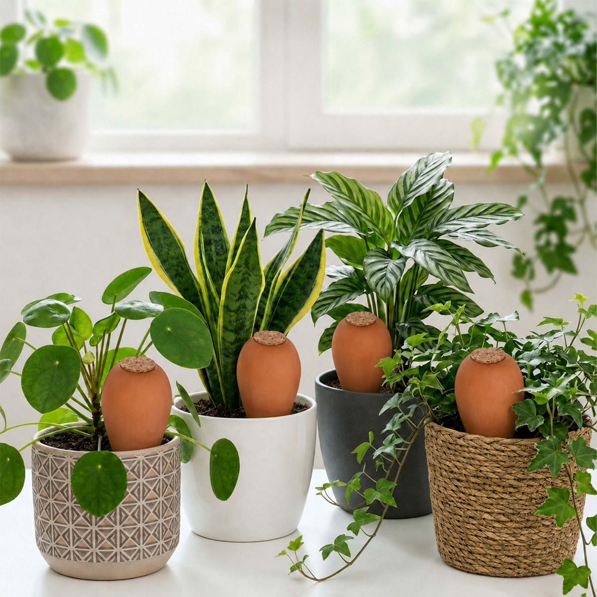 ZAVLAŽOVAČ Prírodná 2-dielny-set keramika korok 350 ml - svetlohnedá, prírodné materiály/keramika (8/16/8cm) - Relaxdays