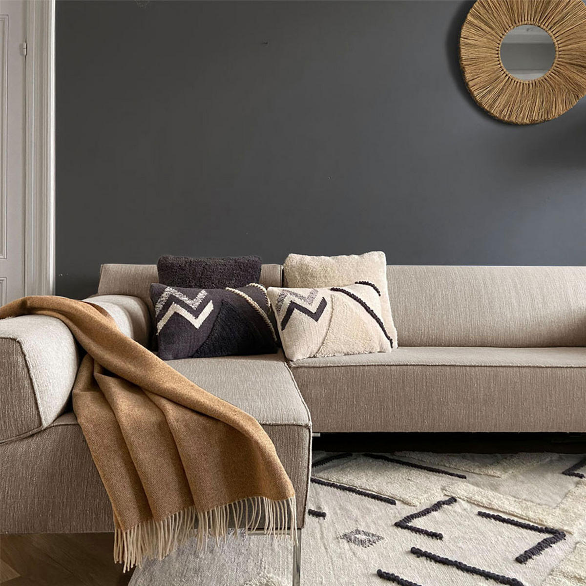 WOLLDECKE Recycelt Beidseitig Kamelbeige 131x170 - Hellbraun, Textil (131/170cm) - Malagoon