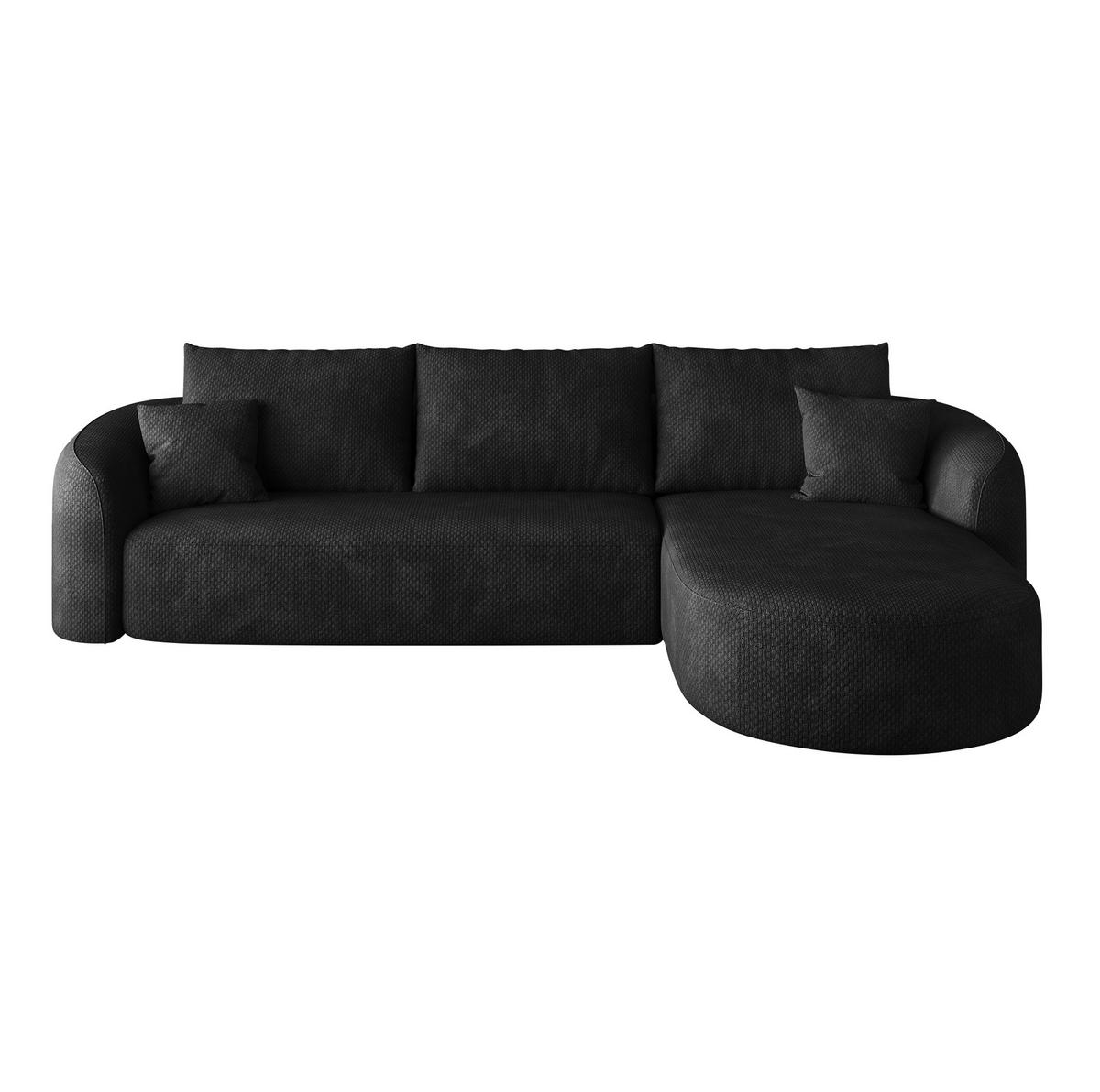 ECKSOFA 266/168/85 cm schwarz aus Stoff ohne Montage - Schwarz, Textil (168/266cm) - OKWISH