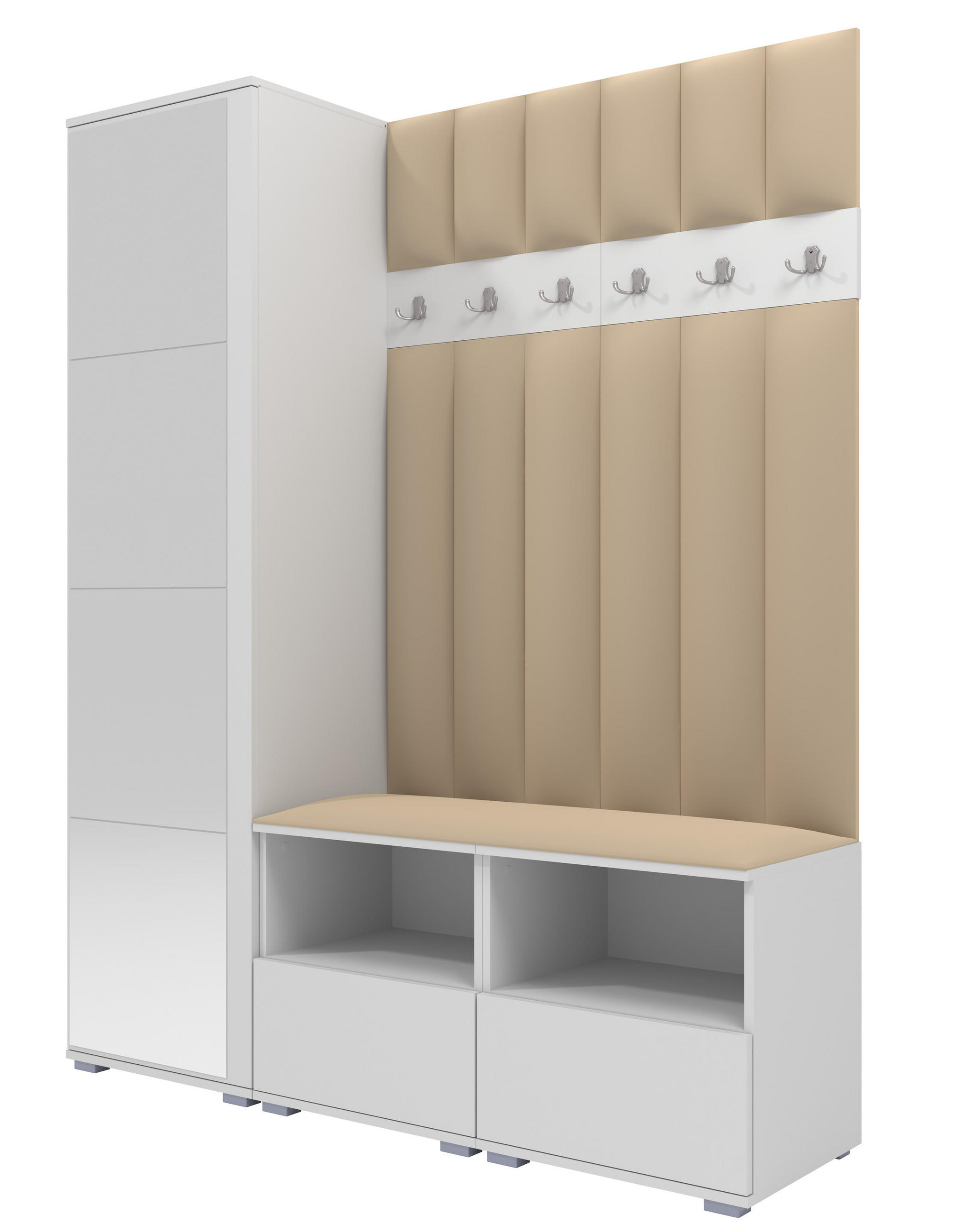 Ravio Gepolstert Weiß, Beige 150x187x40 cm