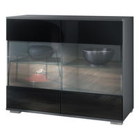KOMMODE Bari Schwarz Hochglanz - Schwarz Hochglanz, Holzwerkstoff (92.5/75.5/35cm) - Vladon