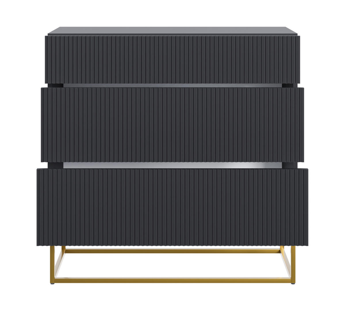 KOMMODE Veldio Schwarz mit 3 Schubladen 90 cm - Goldfarben/Schwarz, Holzwerkstoff/Metall (90/90/38cm) - Selsey