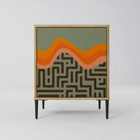 SIDEBOARD SIMPLE SOLUTIONS, Eichefarben, 57,5x42x72,5 cm, Schwarze Metallfüße - Eichefarben/Multicolor, Holzwerkstoff/Metall (57.5/72.5/42cm) - SpaceRebels