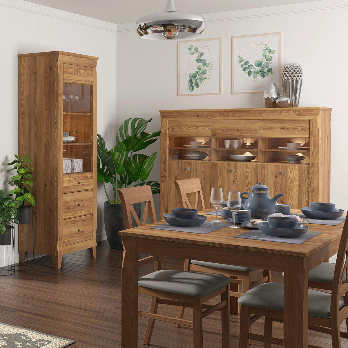 GESCHIRRSCHRANK Raya Holz - Braun, Holzwerkstoff (156/150/47cm) - Petits-meubles