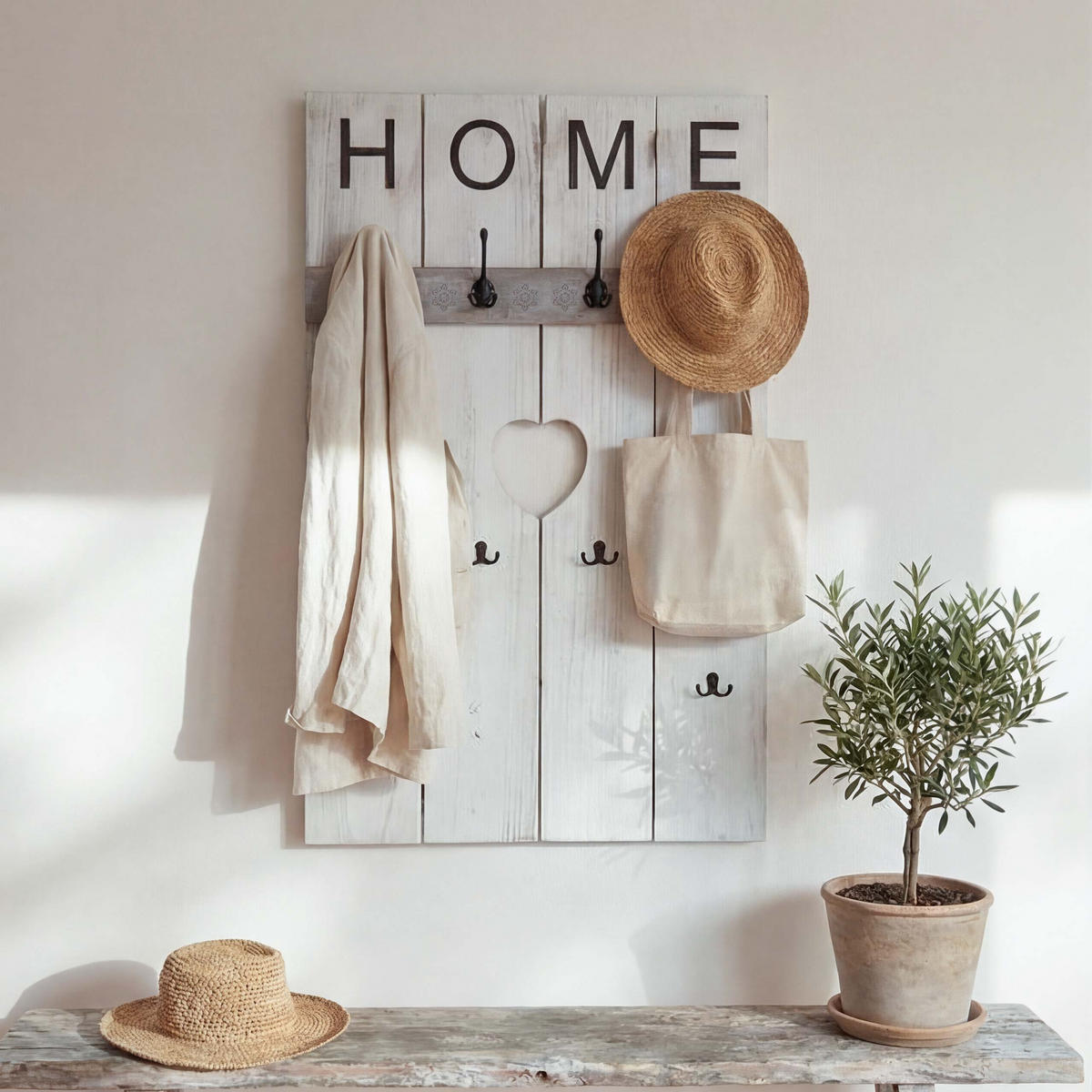 WANDGARDEROBE HOME SHABBY-LOOK Cremeweiß - Weiß, Holz (60/91/8cm) - MCW