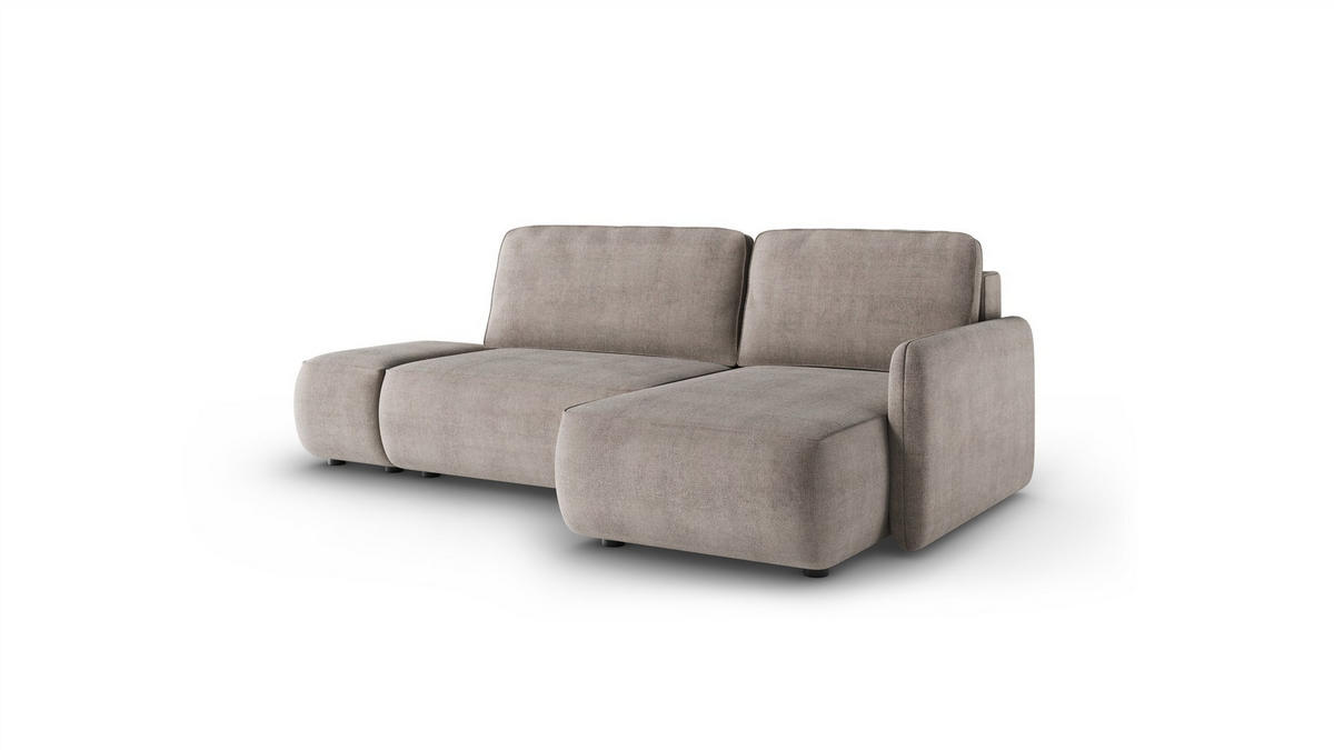 ECKSOFA Luka Mit Schlaffunktion - Graubraun, Holzwerkstoff/Textil (148/229cm) - Fun Möbel