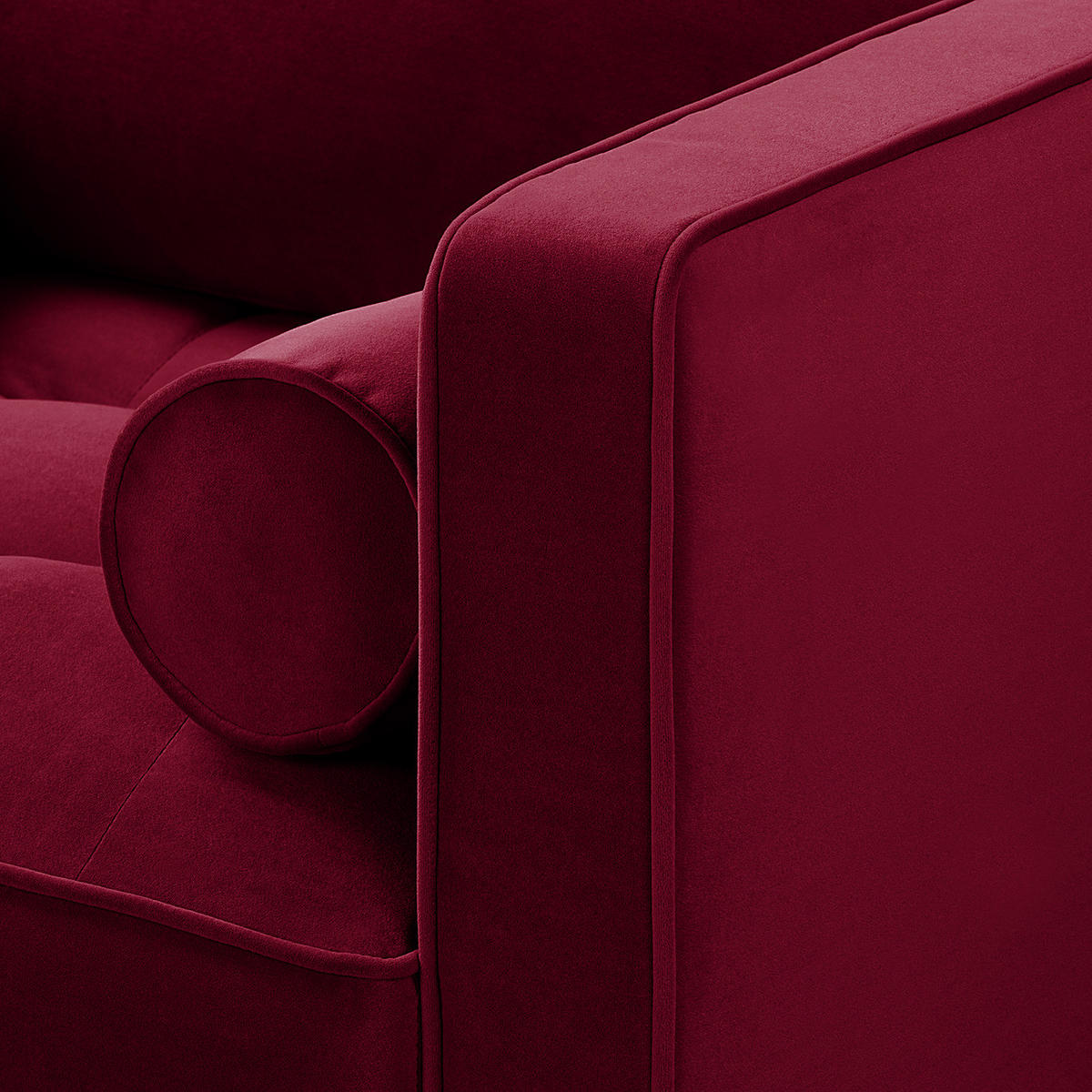 3-SITZER SOFA - Samt - Dunkelrot, Textil (191/80/86cm) - home24