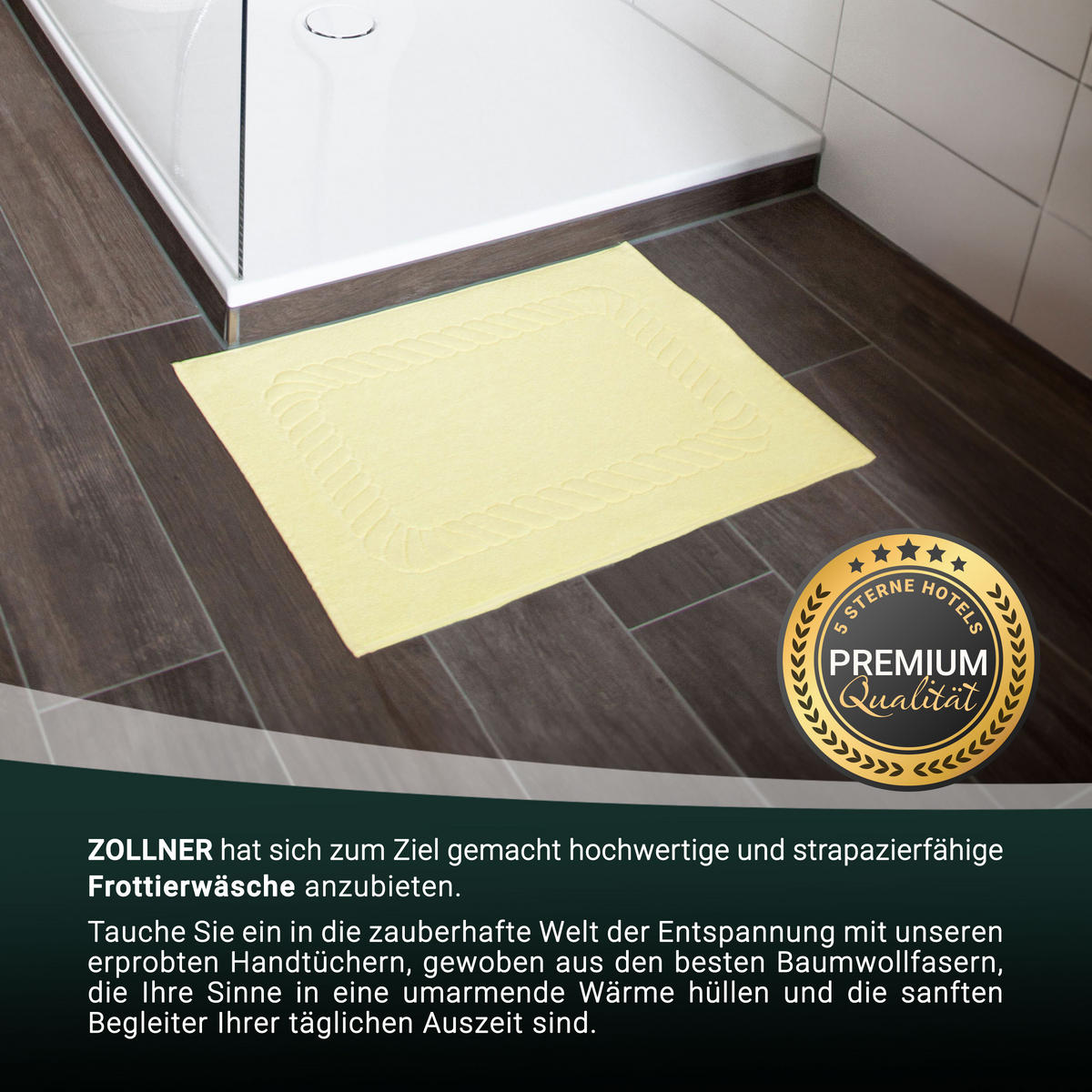BADEMATTE, 2er-Set, 50x70 cm, 100% Baumwolle, Gelb - Hellgelb, Textil (50/70cm) - Zollner