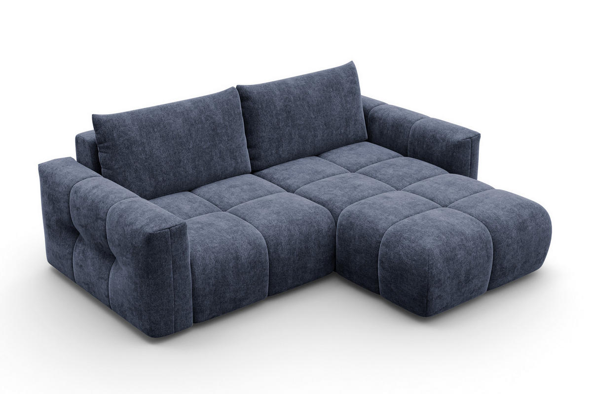 ECKSOFA VERONA 3-Sitzer rechts, Marineblau - Blau/Schwarz, Holz/Textil (224/173cm) - Courtois Laville
