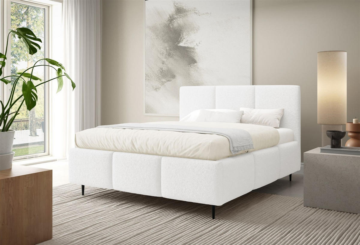 POLSTERBETT Miami - Weiß, Holzwerkstoff/Textil (180/200cm) - Fun Möbel