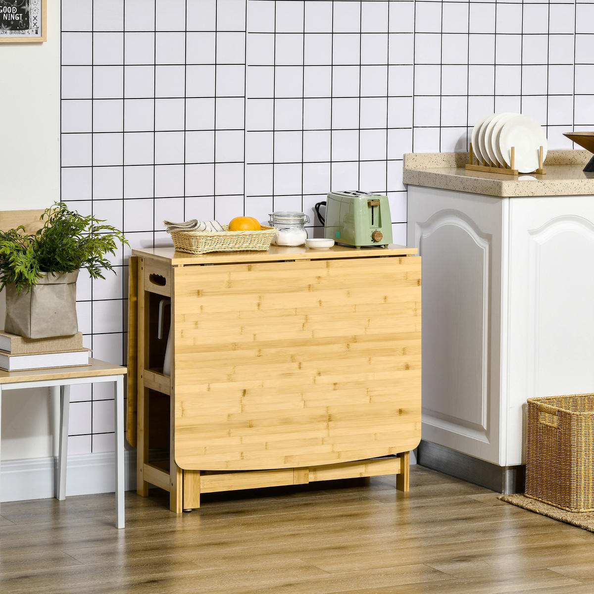 ESSTISCH klappbar, Bambus, Naturholz - Naturfarben, Naturmaterialien (149.5/80/73.5cm) - HOMCOM