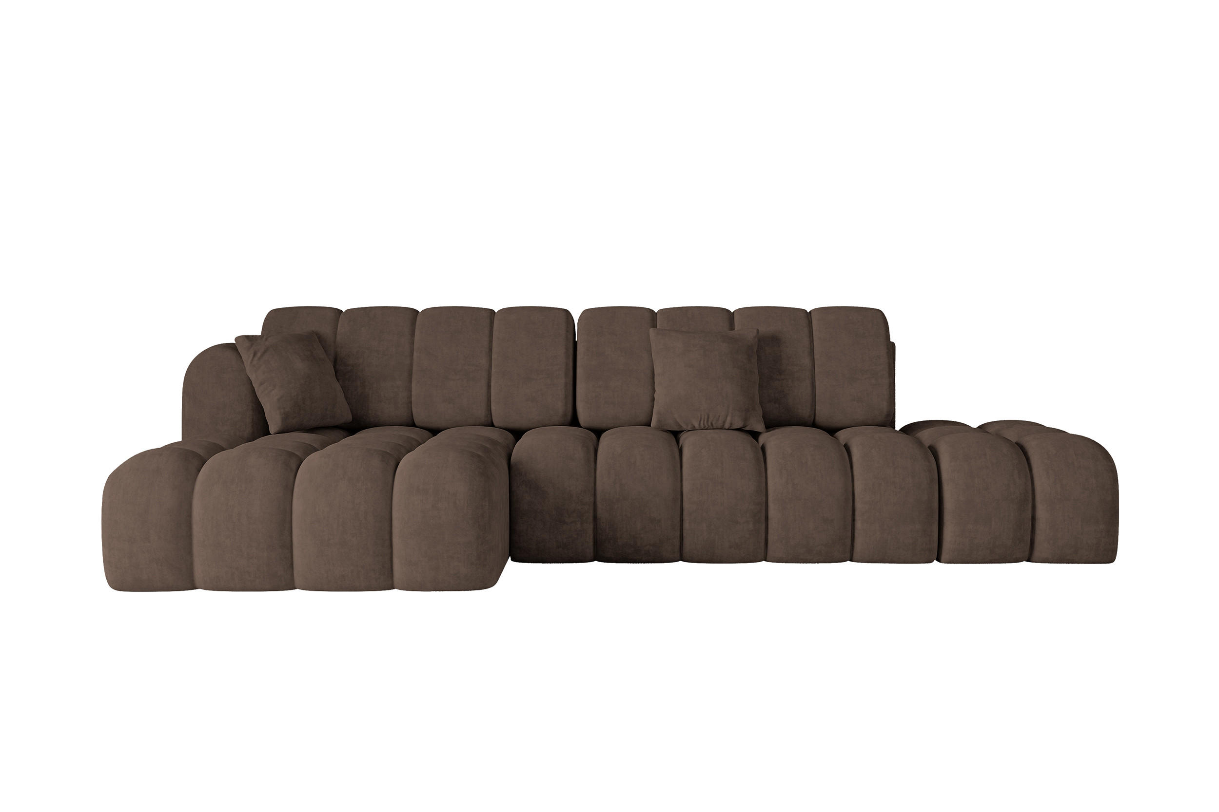 ECKSOFA mit Schlaffunktion Ottomane Links OLEA-L2 321x164x75 Braun Velours - Schwarz/Bronzefarben, Holzwerkstoff/Kunststoff (321/164cm) - ALTDECOR