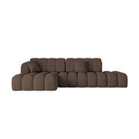 ECKSOFA mit Schlaffunktion Ottomane Links OLEA-L2 321x164x75 Braun Velours - Schwarz/Bronzefarben, Holzwerkstoff/Kunststoff (321/164cm) - ALTDECOR