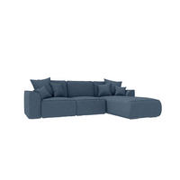 ECKSOFA GUSTO Strukturstoff Dunkelblau Rechts inkl. Schlaffunktion - Chromfarben/Dunkelblau, Kunststoff/Textil (295/194cm) - 99rooms