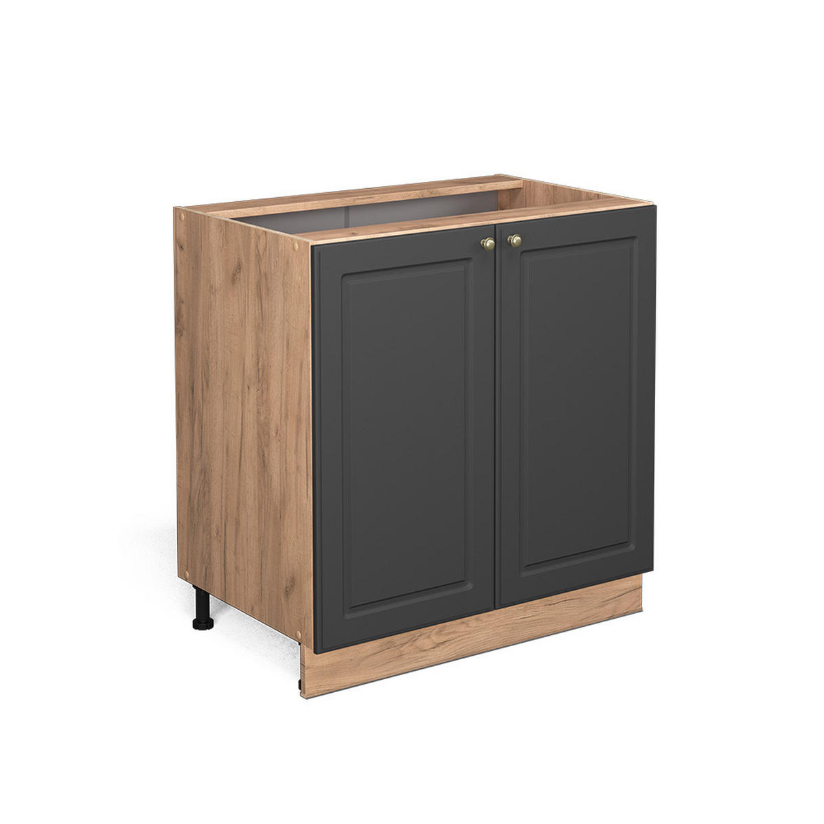 KÜCHENUNTERSCHRANK Fame-Line Anthrazit-Gold 80 cm mit Regal, ohne Arbeitsplatte - Honigeiche/Anthrazit, Holzwerkstoff (80/82/51.6cm) - Vicco