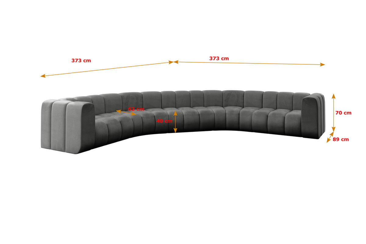 WOHNLANDSCHAFT modulares Sofa Lazro-U1 - 373x373x70 cm Dunkelgrau - Dunkelgrau, Holzwerkstoff/Textil (373/70/373cm) - ALTDECOR