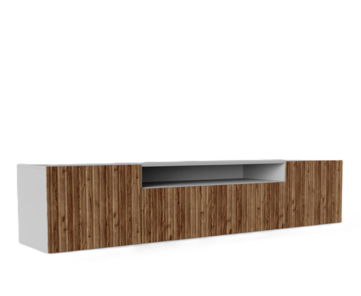TV-SCHRANK Weiß Catania Eiche RIO Hängend Frezierte Fronten 200 cm - Weiß, Holzwerkstoff (200/40/41cm) - Sepro Meble