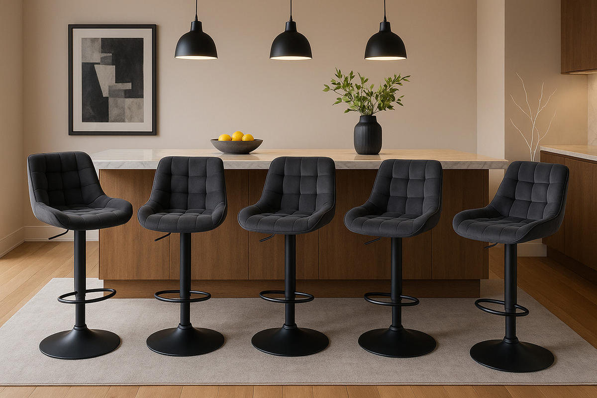 BARHOCKER 2er Set Tower Samt schwarz - Schwarz, Textil/Metall (48/105/54cm) - TPFLiving
