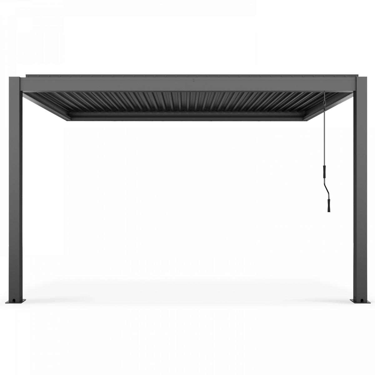 PERGOLA 3x4 m, mit 2 Markisen, Grau - Grau, Metall (281/257/403cm) - Oviala