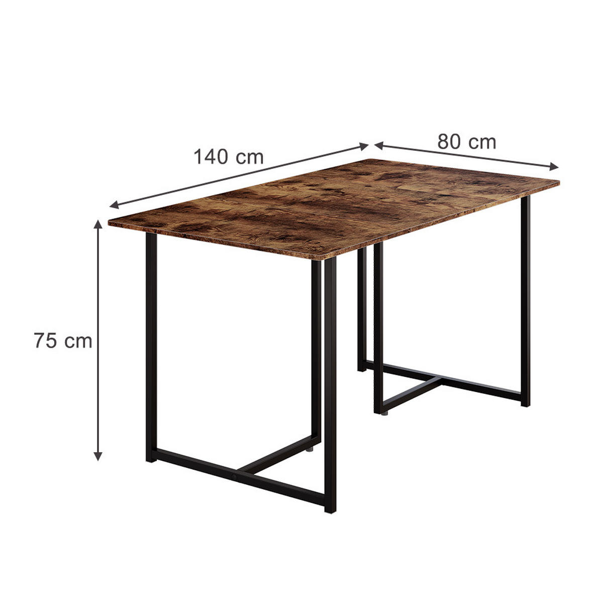 JÍDELNÍ STŮL Merido Rustikální dub/černá - divoký dub, kompozitní dřevo (80/140/75cm) - Vicco