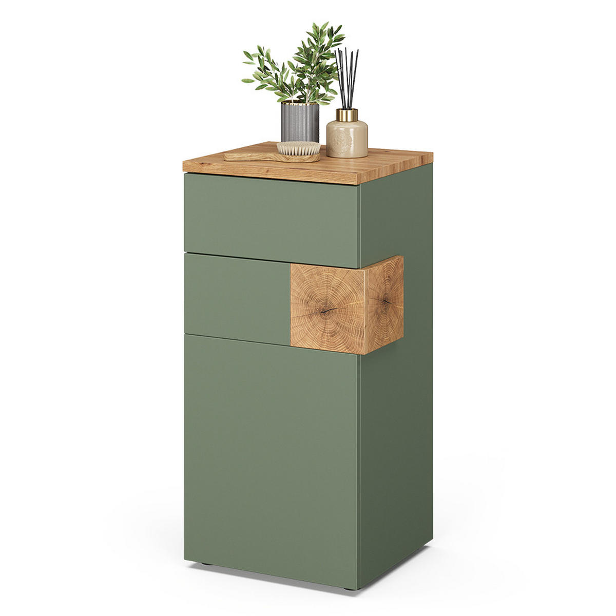 MIDISCHRANK Eden Grün/Artisan 40 x 84 cm - Hellgrau/Grün, Holzwerkstoff (40/84/37cm) - Vicco