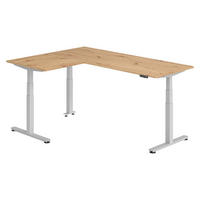 ECKSCHREIBTISCH elektrisch höhenverstellbar L-Form 160/200/74 cm in Wildeiche/Silberfarben - Wildeiche/Silberfarben, Holzwerkstoff (160/200/74cm) - bümö