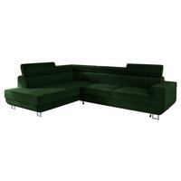 ECKSOFA Fonti, Seite: Links - Dunkelgrün, Holz/Textil (253/188cm) - MIRJAN24