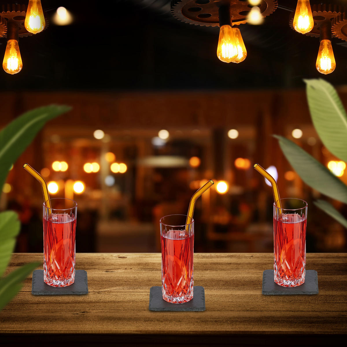 10XPODLOŽKY z bridlice - antracitová, textil/kameň (10/10cm) - Relaxdays