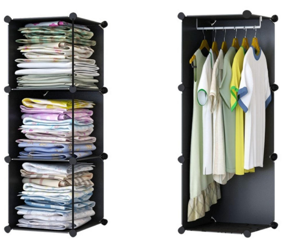 MODULARER KLEIDERSCHRANK 25 Kisten Box - Schwarz, Kunststoff (147/165/36cm) - MUVU