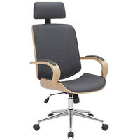 DREHSTUHL Lederlook Natura/Grau - Chromfarben/Eukalyptusholzfarben, Textil/Metall (70/118/70cm) - CLP