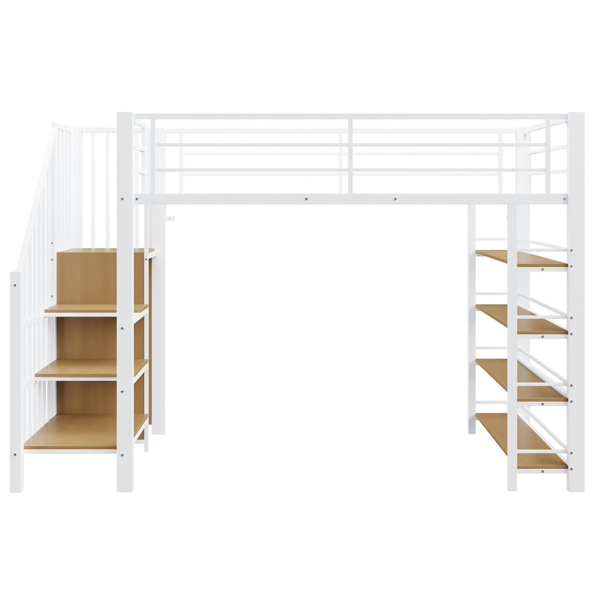 HOCHBETT 90/200 cm mit Sicherheitstreppe, Stauraum, Kleiderschrank und Regalen, Metall, Weiß - Weiß, Metall (90/200cm) - Redom