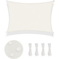 SONNENSEGEL 200 x 300 cm Cremeweiß Wasserdicht UV-Schutz - Creme, Textil (26/34cm)