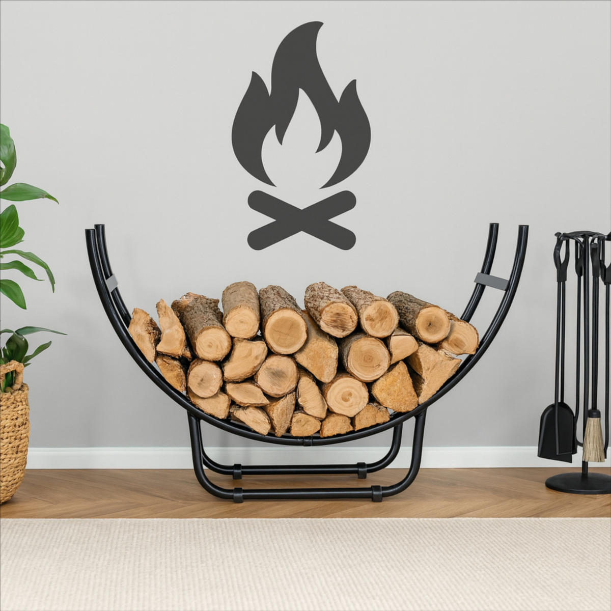 HOLZKORB Metall Schwarz 93×50×58 cm - Schwarz, Metall (93/58/26cm) - Begryf