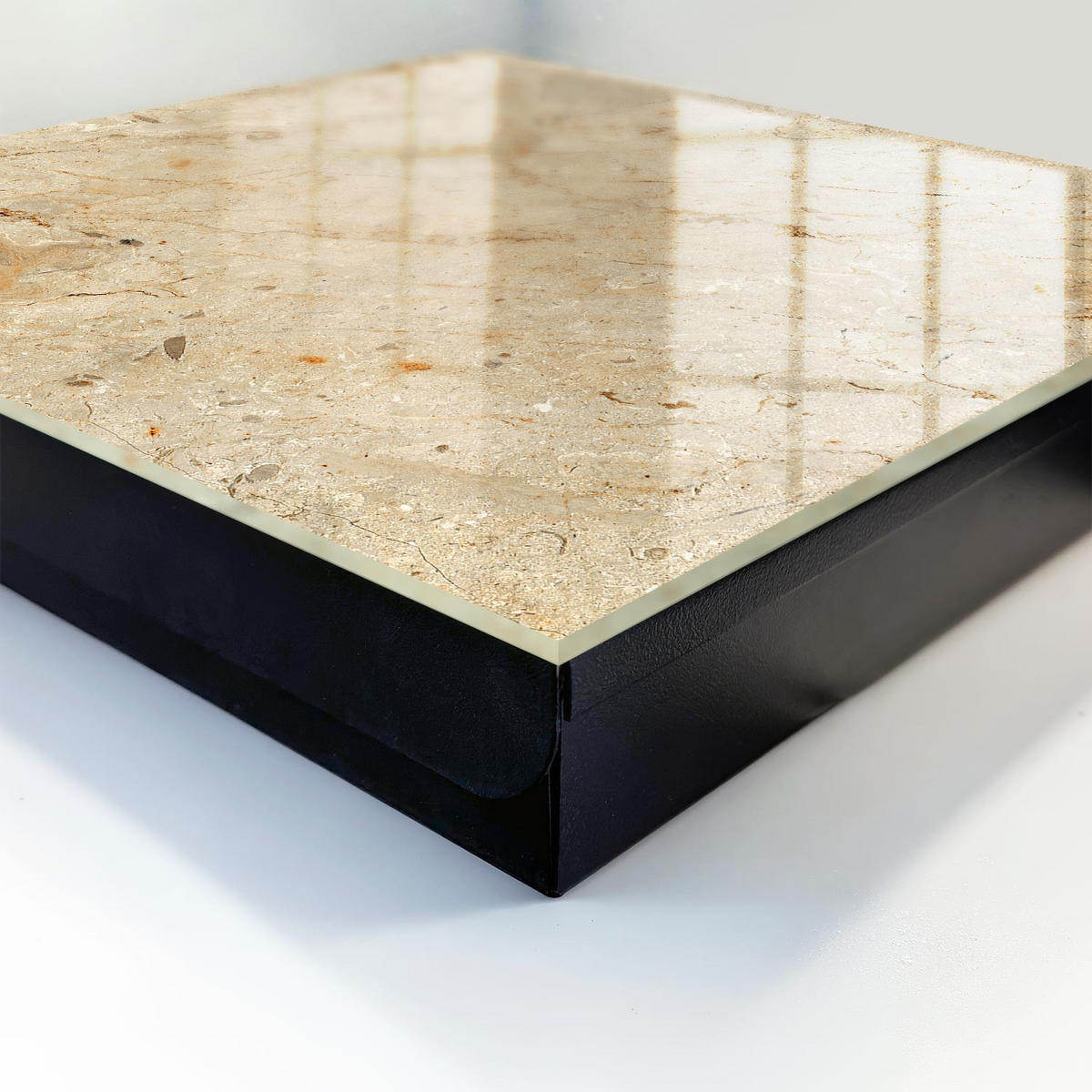 SCHLÜSSELBOX Schwarz 30x30 cm- Türöffnung nach rechts - Steinmuster - Beige, Metall (30/30/5cm) - TULUP