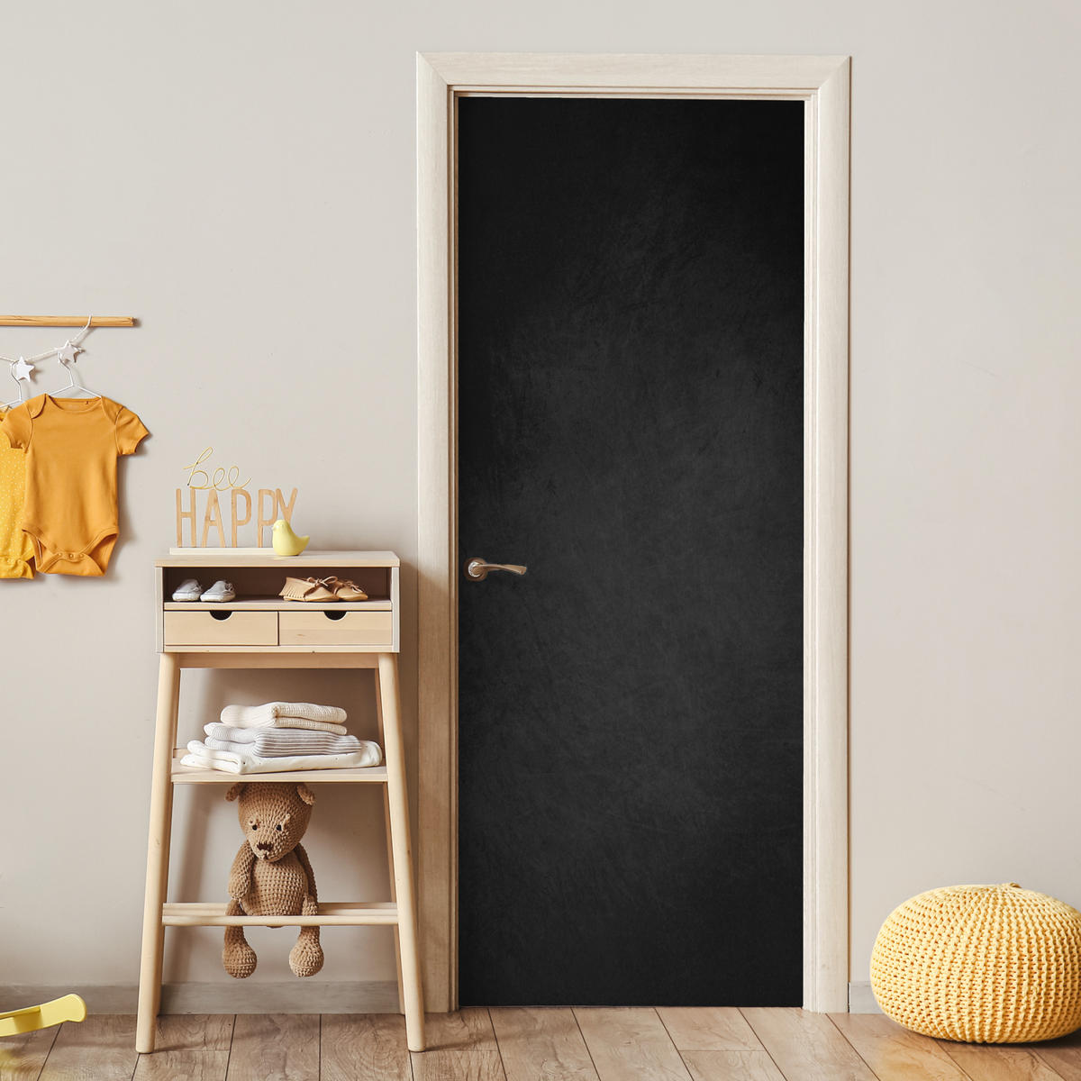 NALJEPNICA ZA VRATA Jednobojno 95x235 cm - tamno siva, plastika (95/0.1cm) - MuchoWow
